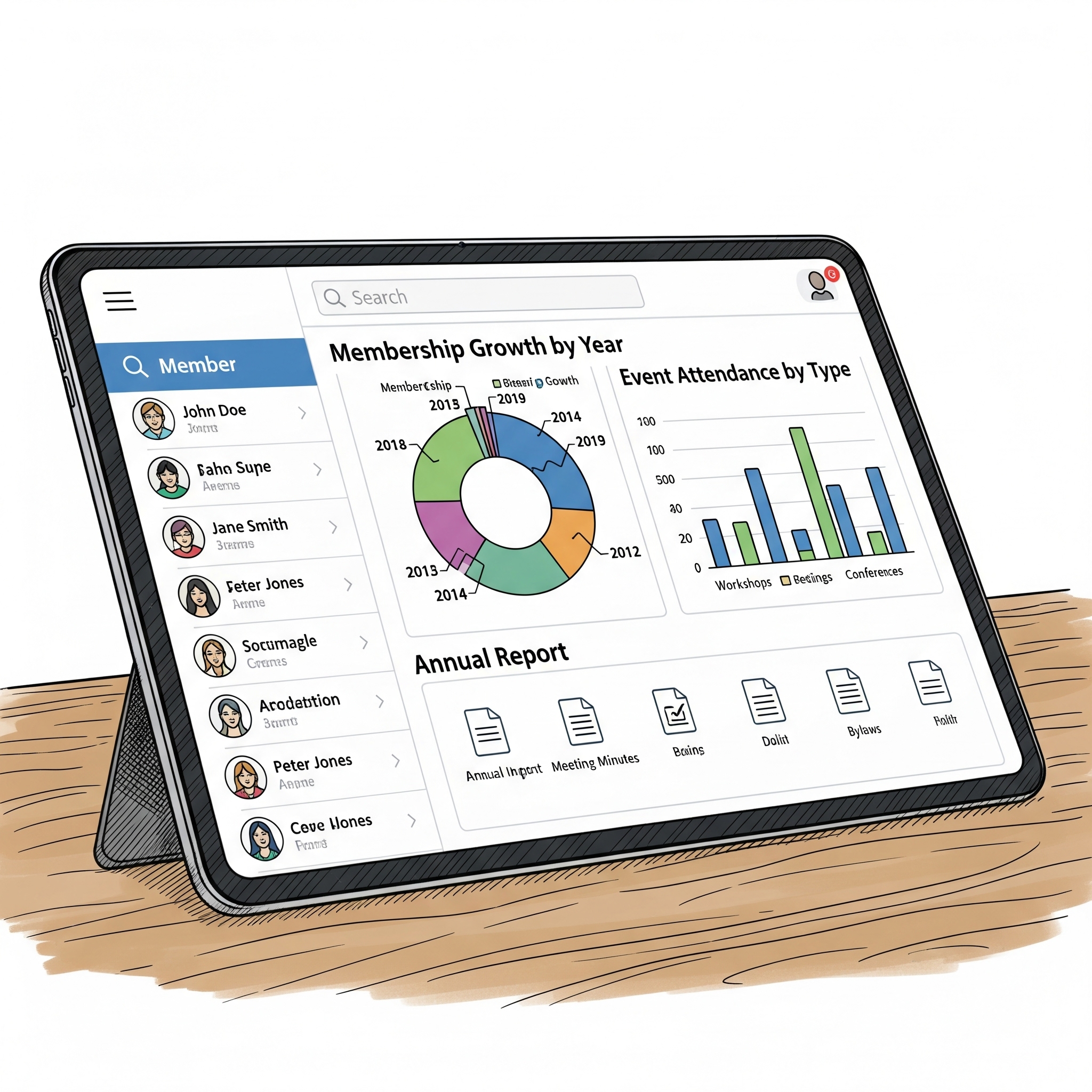 Tableau de bord de gestion administrative