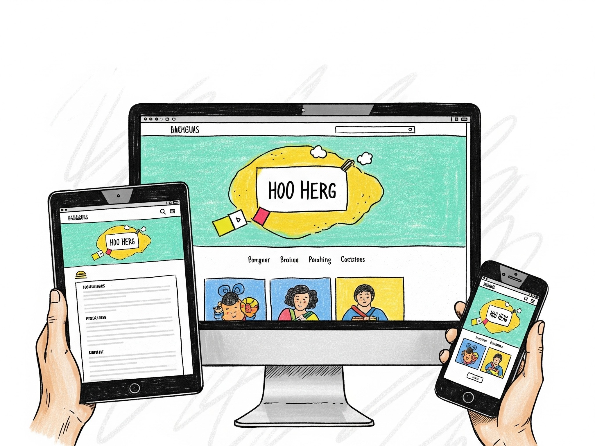 Illustration d'un site web sur plusieurs appareils